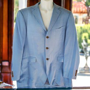 Island Pacific Silk Sport Coat Blazer Men's 44L Blue Herringbone Pockets Lined